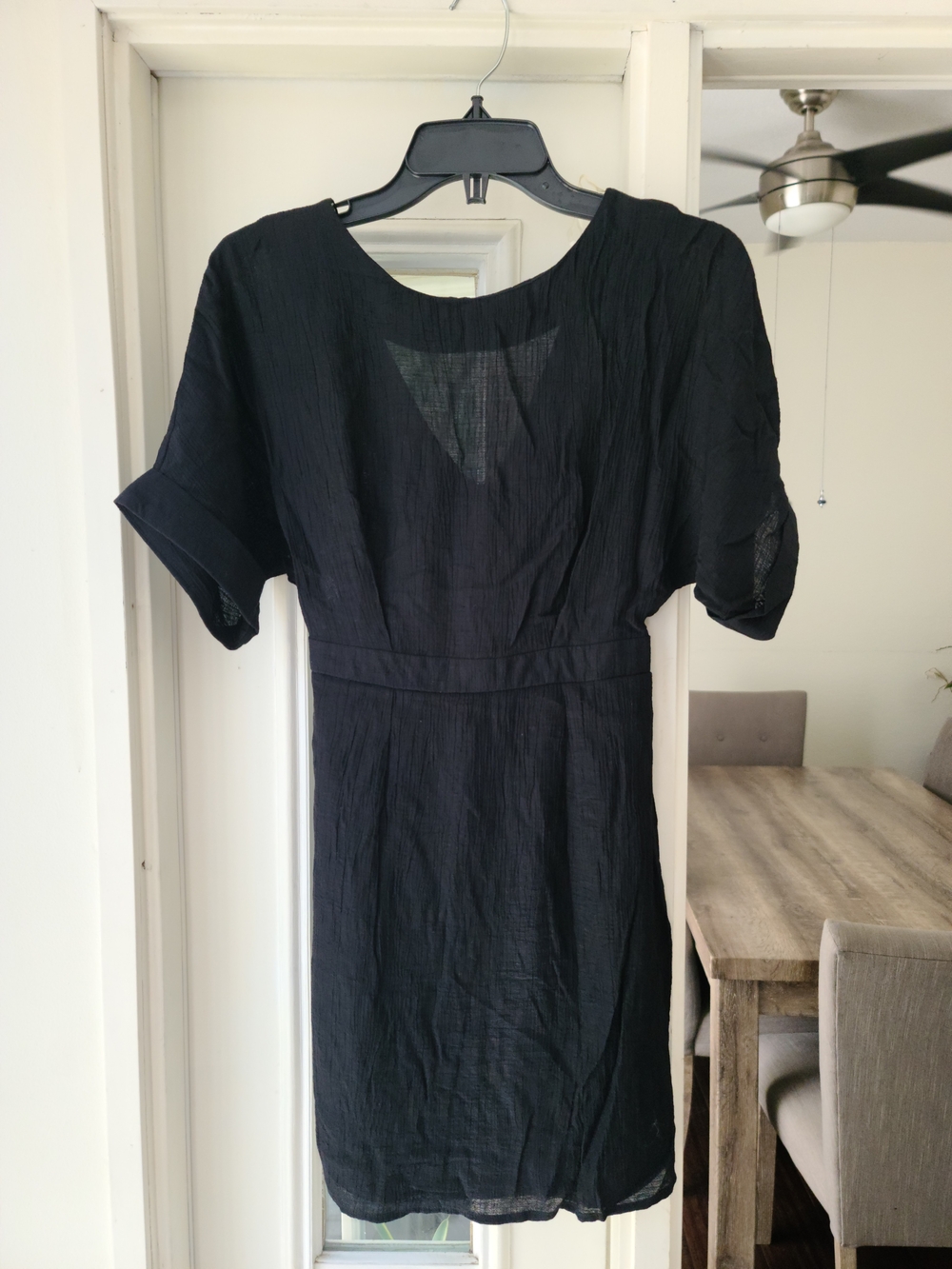 FAVLUX Black Short Sleeve Mini Dress